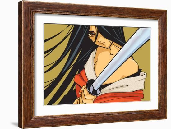 Anime Fighter with Sword-Harry Briggs-Framed Giclee Print