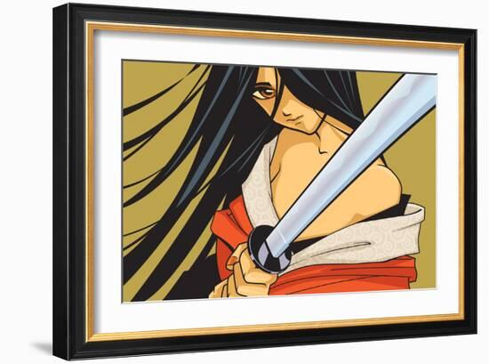 Anime Fighter with Sword-Harry Briggs-Framed Giclee Print