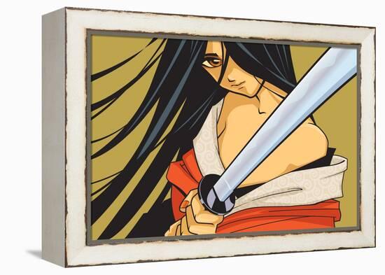 Anime Fighter with Sword-Harry Briggs-Framed Premier Image Canvas