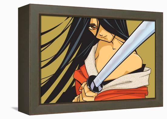 Anime Fighter with Sword-Harry Briggs-Framed Premier Image Canvas