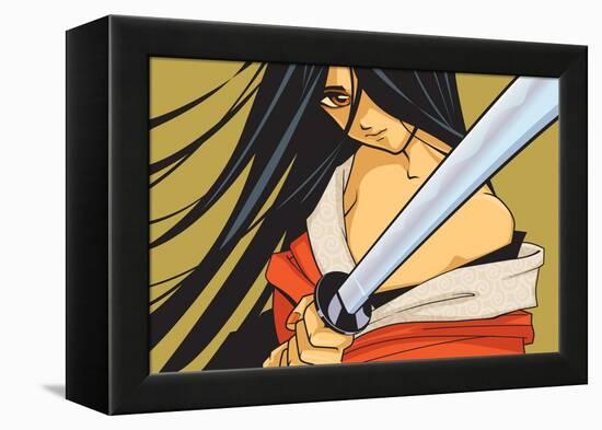 Anime Fighter with Sword-Harry Briggs-Framed Premier Image Canvas