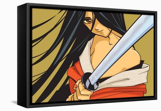 Anime Fighter with Sword-Harry Briggs-Framed Premier Image Canvas