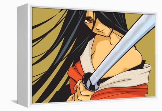 Anime Fighter with Sword-Harry Briggs-Framed Premier Image Canvas