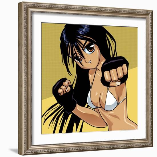 Anime Girl Fighter-Harry Briggs-Framed Premium Giclee Print