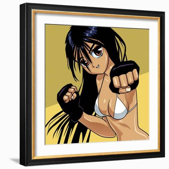 Anime Girl Fighter-Harry Briggs-Framed Premium Giclee Print