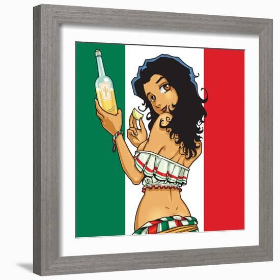 Anime Tequila Girl-Harry Briggs-Framed Premium Giclee Print