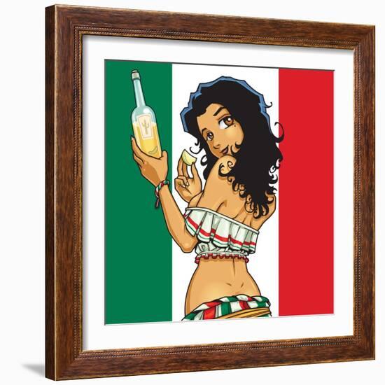 Anime Tequila Girl-Harry Briggs-Framed Premium Giclee Print