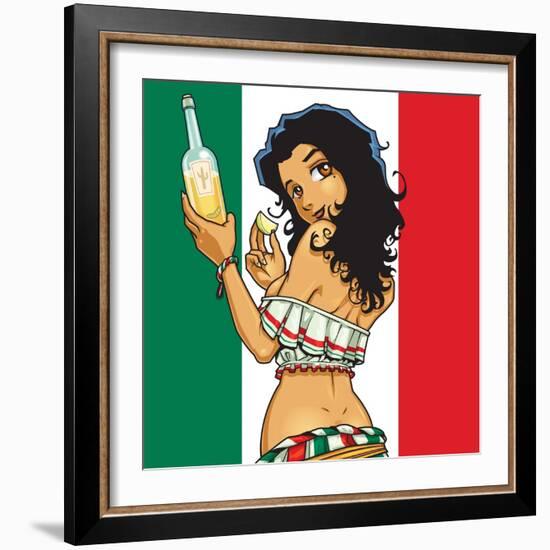 Anime Tequila Girl-Harry Briggs-Framed Premium Giclee Print