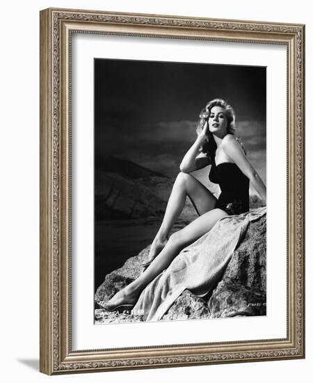 Anita Ekberg Hollywood sex symbol actress (b/w photo)-null-Framed Photo