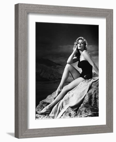 Anita Ekberg Hollywood sex symbol actress (b/w photo)-null-Framed Photo