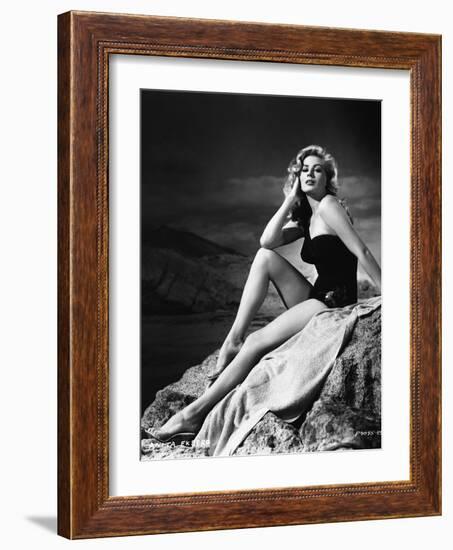 Anita Ekberg Hollywood sex symbol actress (b/w photo)-null-Framed Photo