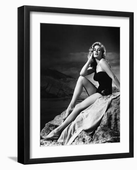 Anita Ekberg Hollywood sex symbol actress (b/w photo)-null-Framed Photo