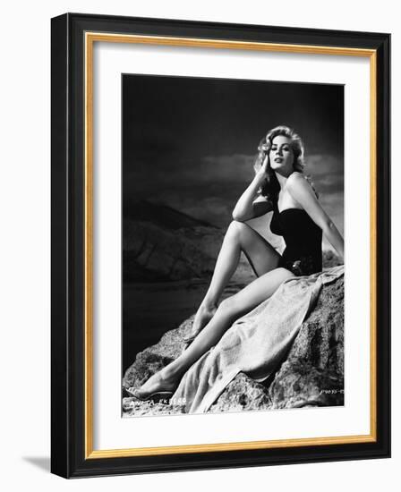 Anita Ekberg Hollywood sex symbol actress (b/w photo)-null-Framed Photo