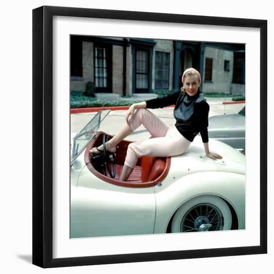 Anita Ekberg, on Her Jaguar, Late 1950s-null-Framed Photo