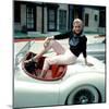 Anita Ekberg, on Her Jaguar, Late 1950s-null-Mounted Photo