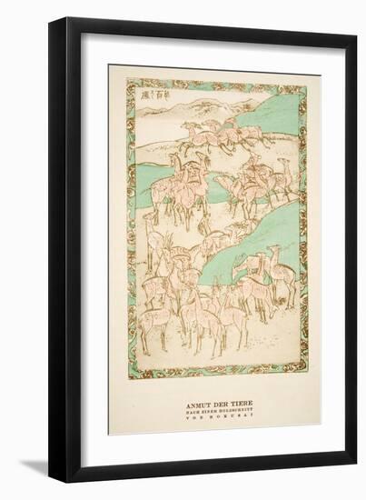 Anmut Der Tiere after a Woodcut by Hokusai, from Styl, Pub.1922 (Pochoir Print)-German School-Framed Giclee Print