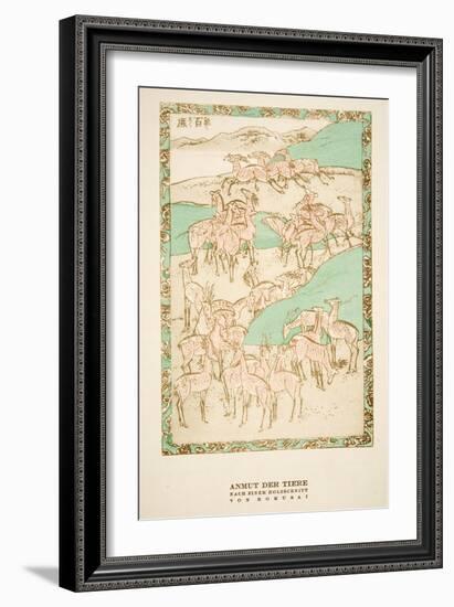 Anmut Der Tiere after a Woodcut by Hokusai, from Styl, Pub.1922 (Pochoir Print)-German School-Framed Giclee Print