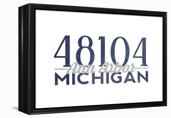 Ann Arbor, Michigan - 48104 Zip Code (Blue)-Lantern Press-Framed Stretched Canvas