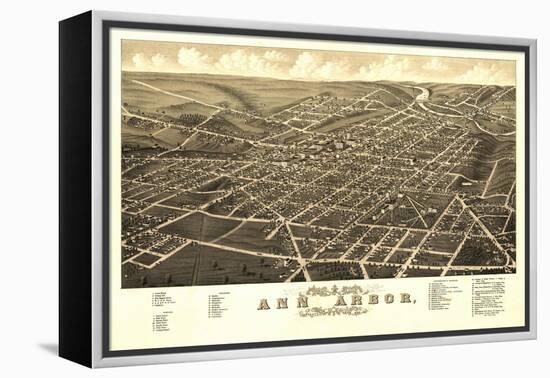 Ann Arbor, Michigan - Panoramic Map-Lantern Press-Framed Stretched Canvas