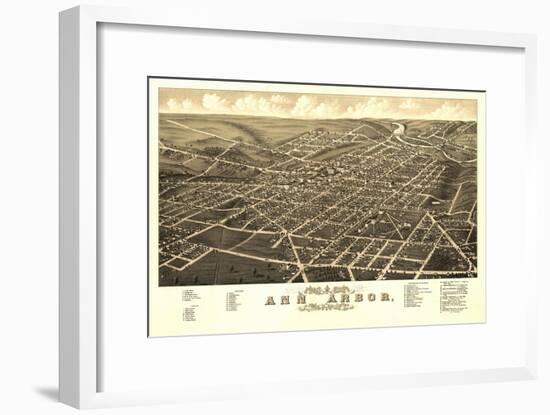 Ann Arbor, Michigan - Panoramic Map-Lantern Press-Framed Art Print