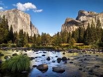 California, Panoramic View of Merced River, El Capitan, and Cathedral Rocks in Yosemite Valley-Ann Collins-Photographic Print
