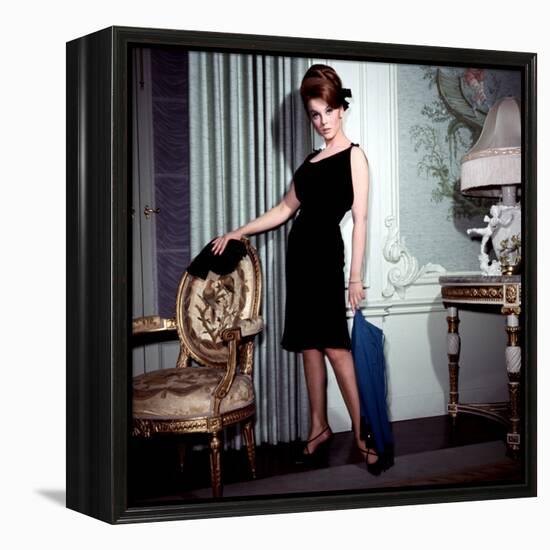 Ann-Margret, in French Drawing Room, Posing in Black Dress, 1960s-null-Framed Stretched Canvas