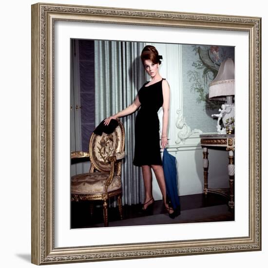 Ann-Margret, in French Drawing Room, Posing in Black Dress, 1960s-null-Framed Photo