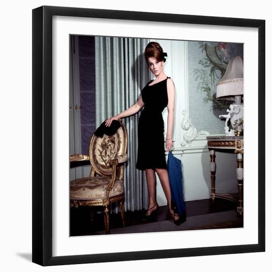 Ann-Margret, in French Drawing Room, Posing in Black Dress, 1960s-null-Framed Photo