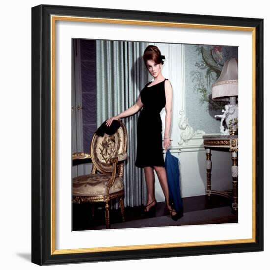 Ann-Margret, in French Drawing Room, Posing in Black Dress, 1960s-null-Framed Photo