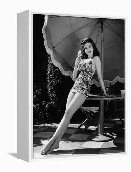 Ann Miller Eating Ice Cream, c.1941-null-Framed Stretched Canvas