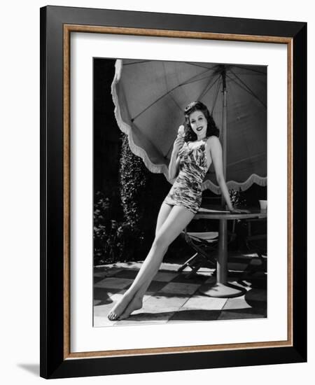 Ann Miller Eating Ice Cream, c.1941-null-Framed Photo