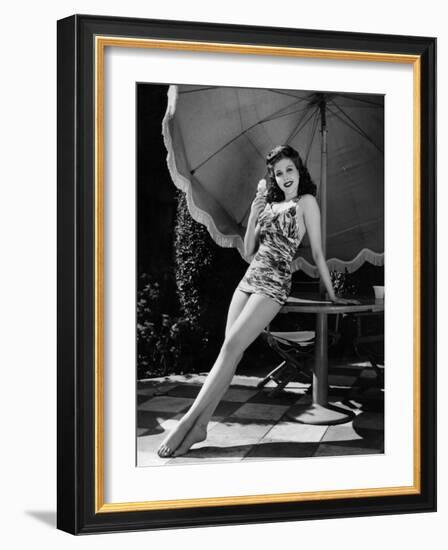 Ann Miller Eating Ice Cream, c.1941-null-Framed Photo