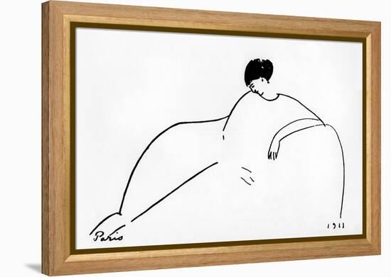 Anna Akhmatova (1889-1967) Russian Poet, 1911 (Drawing)-Amedeo Modigliani-Framed Premier Image Canvas