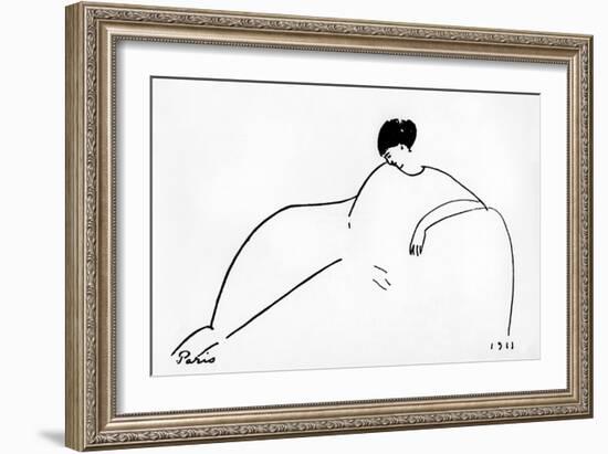 Anna Akhmatova (1889-1967) Russian Poet, 1911 (Drawing)-Amedeo Modigliani-Framed Giclee Print