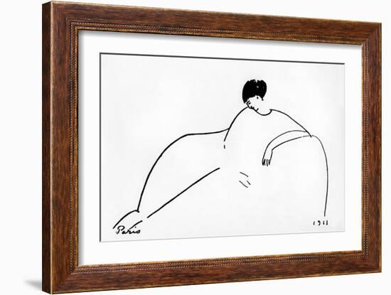 Anna Akhmatova (1889-1967) Russian Poet, 1911 (Drawing)-Amedeo Modigliani-Framed Giclee Print