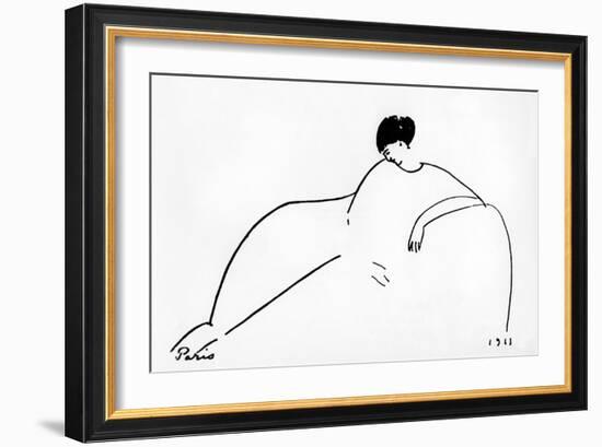 Anna Akhmatova (1889-1967) Russian Poet, 1911 (Drawing)-Amedeo Modigliani-Framed Giclee Print