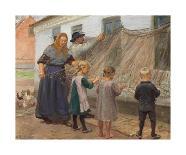Red Hollyhocks in the Garden of the Ancher Family at Markvej in Skagen-Anna Ancher-Mounted Giclee Print