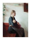 When the Day is Done - Young Girl Sewing-Anna Ancher-Premium Giclee Print