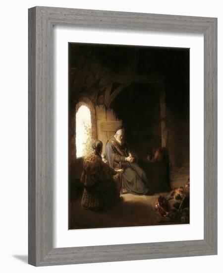 Anna and the Blind Tobit-Rembrandt van Rijn-Framed Art Print