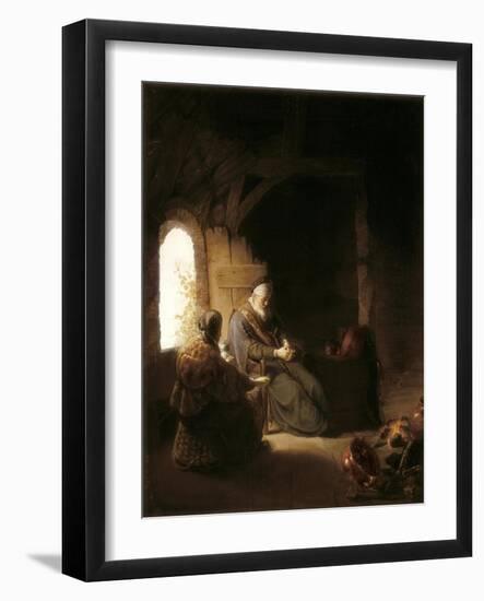 Anna and the Blind Tobit-Rembrandt van Rijn-Framed Art Print