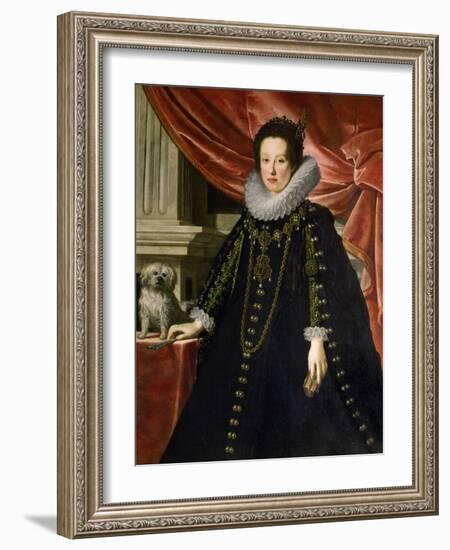 Anna De Medicis, Archiduchesse D'autriche Avec Un Petit Chien - Anna De' Medici (1616-1676), Archdu-Justus Sustermans-Framed Giclee Print