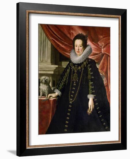 Anna De Medicis, Archiduchesse D'autriche Avec Un Petit Chien - Anna De' Medici (1616-1676), Archdu-Justus Sustermans-Framed Giclee Print