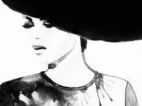 Beautiful Face. Woman Portrait with Hat. Abstract Watercolor .Fashion Background-Anna Ismagilova-Art Print