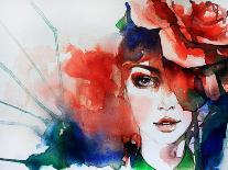 Beautiful Woman Face. Watercolor Illustration-Anna Ismagilova-Framed Art Print