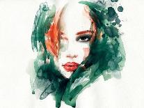 Beautiful Face. Woman Portrait with Hat. Abstract Watercolor .Fashion Background-Anna Ismagilova-Art Print