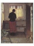 An Interior with a Woman Looking in a Mirror-Anna Kirstine Ancher-Giclee Print