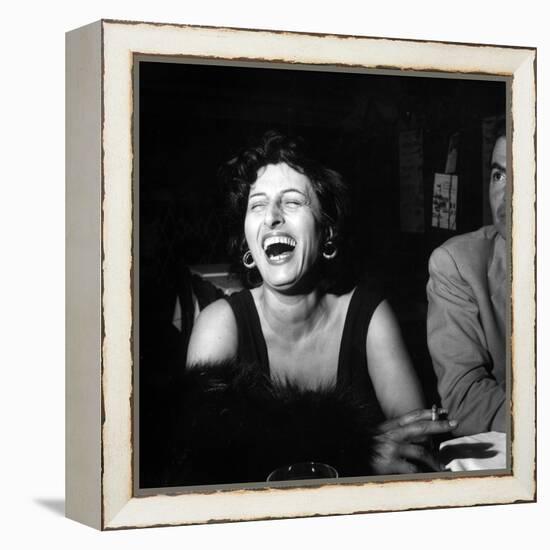 Anna Magnani Sitting Next to James Mason-null-Framed Premier Image Canvas