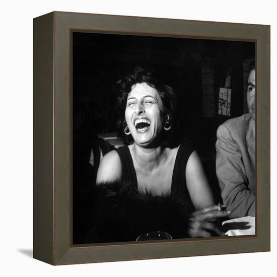 Anna Magnani Sitting Next to James Mason-null-Framed Premier Image Canvas