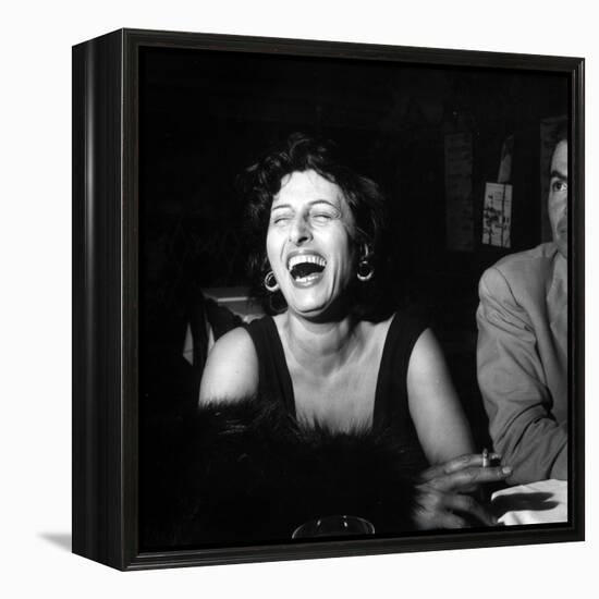 Anna Magnani Sitting Next to James Mason-null-Framed Premier Image Canvas