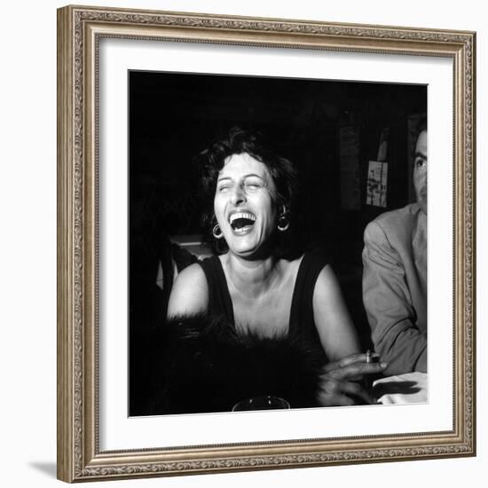 Anna Magnani Sitting Next to James Mason-null-Framed Photographic Print